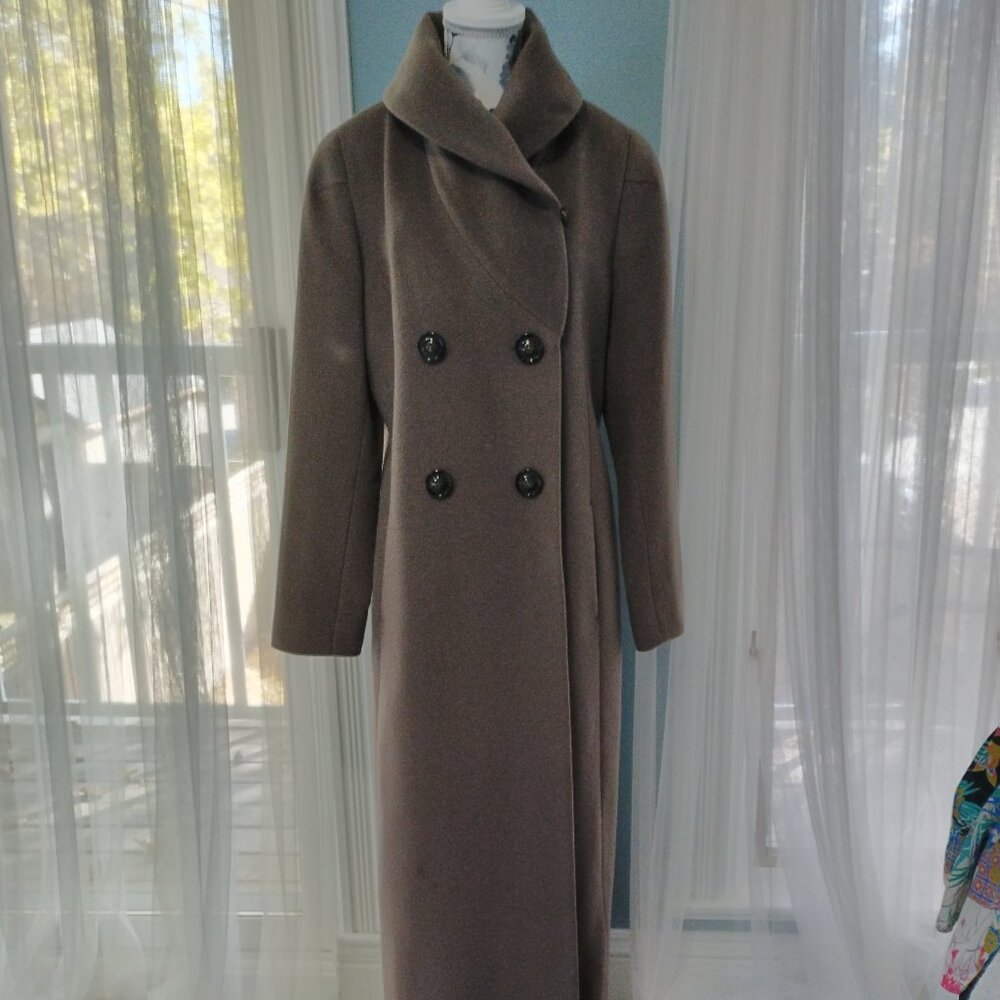 Cinzia Rocca Shawl-Collar Wool Maxi Coat,Taupe size 8